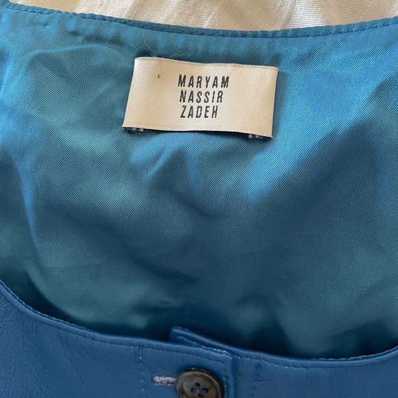 Maryam Nassir Zadeh Blue leather buttoned crop top - Picture 2 of 4